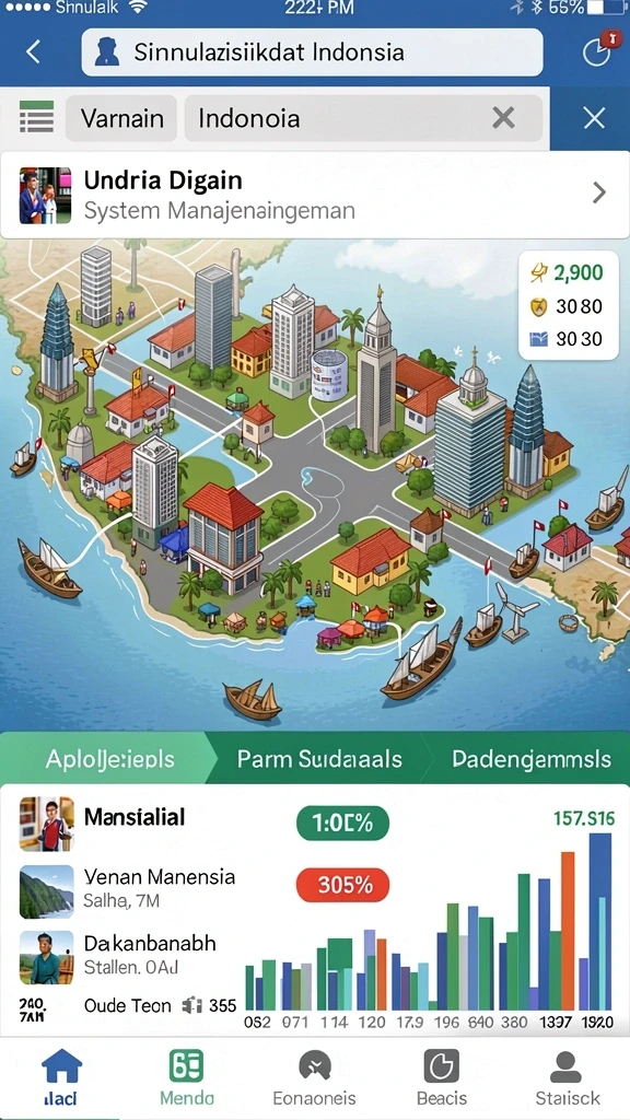 Ilustrasi grafis yang memukau dari lingkungan permainan.